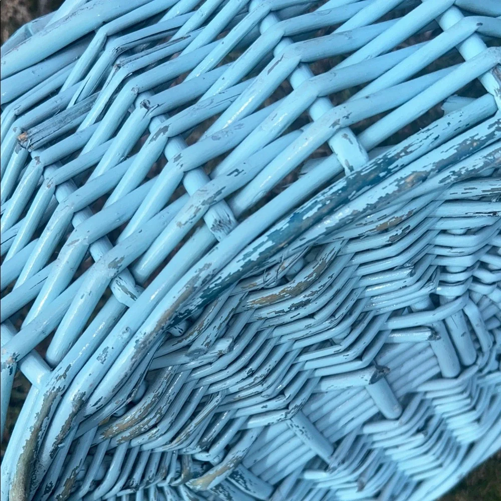 Large Storage Light Blue Rustic Wicker Basket